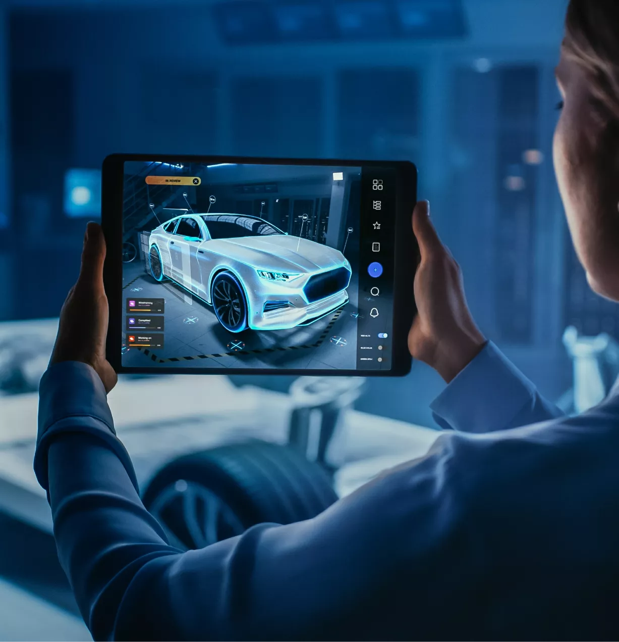 Replica Model vs Digital Visualisation - digital car